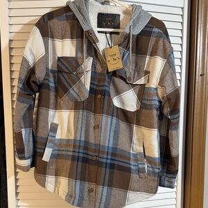 Plaid Hooded Sweatshirt Jacket